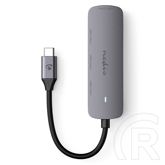 Nedis CCGB64220GY01 4 portos USB-C hub (USB-C dugó / 4x USB A 3.2 Gen1, 5 Gbps, 7,5 W, szürke)