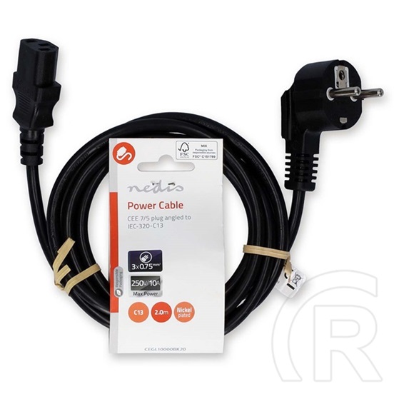 Nedis CEGL10000BK20 tápkábel (IEC-320-C13, 3 x 0,75 mm2, 2 m)