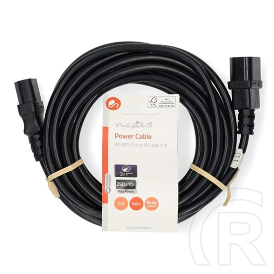 Nedis CEGL10500BK50 táp kábel (IEC-320-C14 / IEC-320-C13, 5 m, 3 x 1 mm2, fekete)