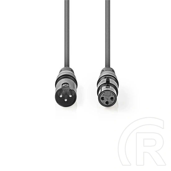 Nedis COTG15010GY100 XLR 3 tűs kábel (10 m, szimmetrikus, XLR apa/anya, PVC, sötétszürke)