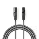 Nedis COTG15010GY100 XLR 3 tűs kábel (10 m, szimmetrikus, XLR apa/anya, PVC, sötétszürke)