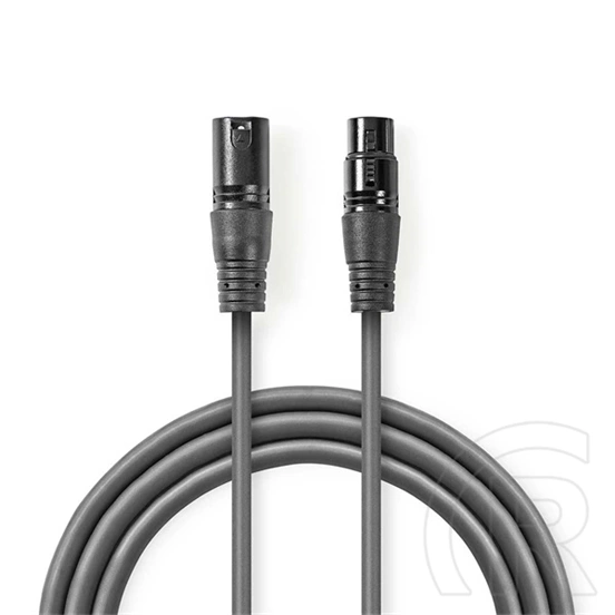Nedis COTG15010GY100 XLR 3 tűs kábel (10 m, szimmetrikus, XLR apa/anya, PVC, sötétszürke)