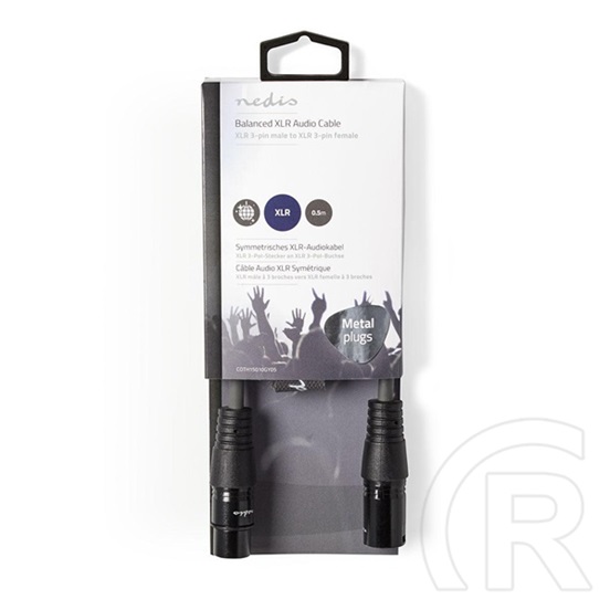 Nedis COTH15010GYO5 félprofi XLR audio kábel (XLR dugó / XLR aljzat, 0,5 m, szimmetrikus, rugalmas)