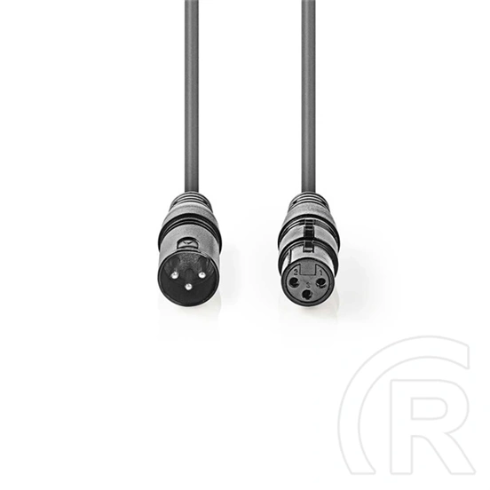 Nedis COTH15012GY05 DMX adapter kábel (XLR 3 tűs dugó / XLR 3 tűs anya, 0,5 m, kerek, PVC, sötétszürke)