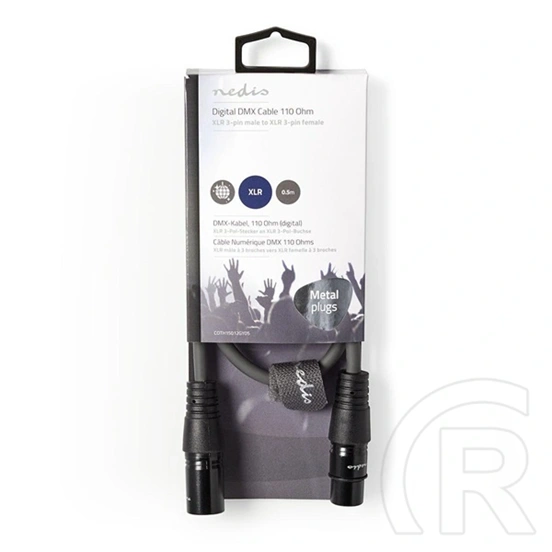 Nedis COTH15012GY05 DMX adapter kábel (XLR 3 tűs dugó / XLR 3 tűs anya, 0,5 m, kerek, PVC, sötétszürke)