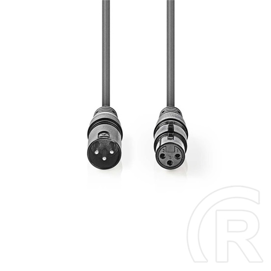 Nedis COTH15012GY10 DMX adapter kábel (XLR 3 tűs dugó / XLR 3 tűs anya, 1 m, kerek, PVC, sötétszürke)