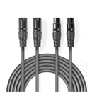 Nedis COTH15030GY50 XLR audio kábel (2x XLR 3p dugó / 2x XLR 3p aljzat, 5 m, rugalmas, sötétszürke)