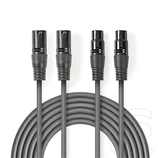 Nedis COTH15030GY50 XLR audio kábel (2x XLR 3p dugó / 2x XLR 3p aljzat, 5 m, rugalmas, sötétszürke)