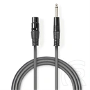 Nedis COTH15120GY15 asszimetrikus félprofi audio kábel (6,35 mm mono jack dugó, 3p XLR aljzat, 1,5 m)