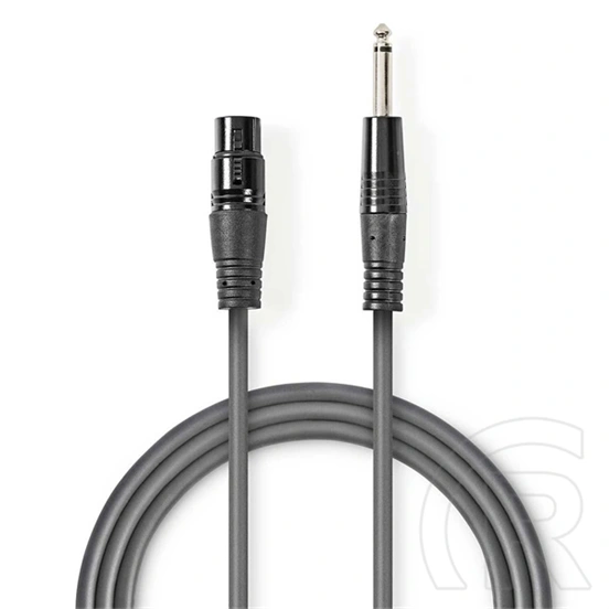 Nedis COTH15120GY15 asszimetrikus félprofi audio kábel (6,35 mm mono jack dugó, 3p XLR aljzat, 1,5 m)