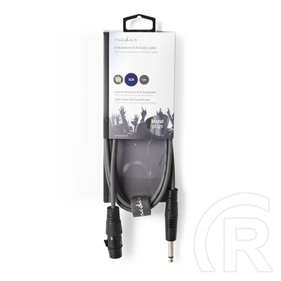 Nedis COTH15120GY15 asszimetrikus félprofi audio kábel (6,35 mm mono jack dugó, 3p XLR aljzat, 1,5 m)
