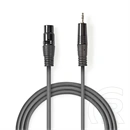Nedis COTH15300GY15 szimmetrikus félprofi audiokábel (3,5 mm jack dugó – 3 pólusú XLR dugó, 1,5 m, rugalmas)