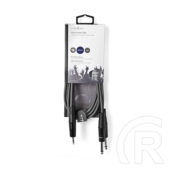 Nedis COTH23200GY15 félprofi audio kábel 1,5 m (3,5 mm sztereó jack dugó / 2 x 6,35 mm mono jack dugó, rugalmas)