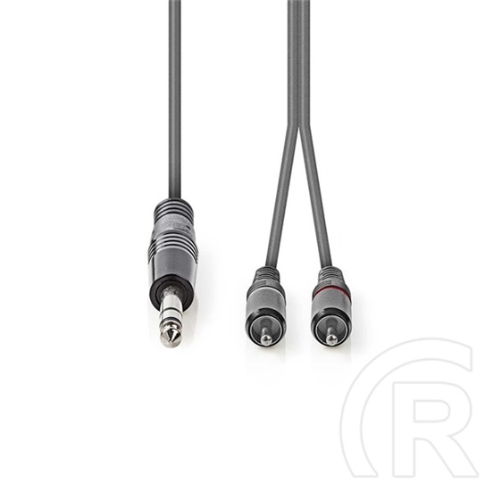 Nedis COTH23300GY15 félprofi XLR audio kábel (6,35 mm jack dugó / 2x RCA dugó, 1,5 m, sötétszürke)