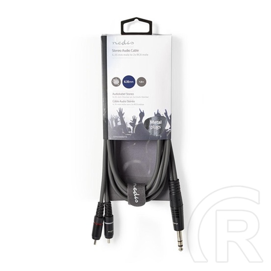 Nedis COTH23300GY15 félprofi XLR audio kábel (6,35 mm jack dugó / 2x RCA dugó, 1,5 m, sötétszürke)
