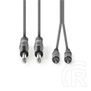 Nedis COTH23320GY30 félprofi audio kábel (2 x 6,35 mm mono jack dugó / 2 x RCA dugó, 3 m, rugalmas)