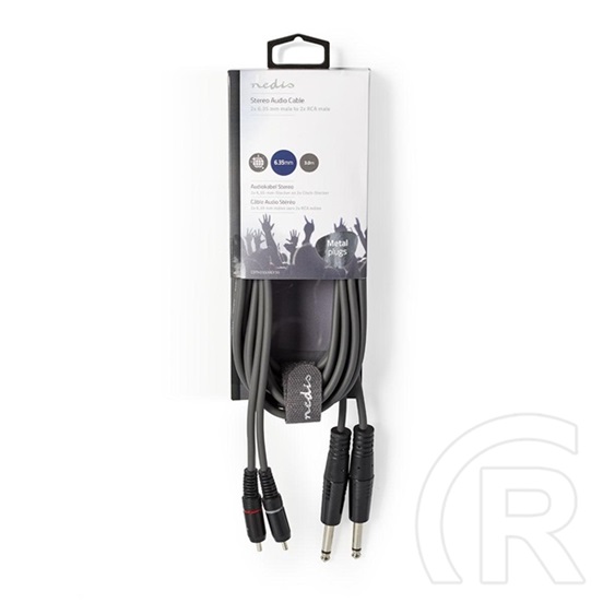 Nedis COTH23320GY30 félprofi audio kábel (2 x 6,35 mm mono jack dugó / 2 x RCA dugó, 3 m, rugalmas)