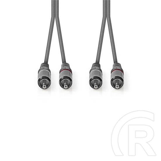 Nedis COTH24200GY15 sztereó audio kábel (2x RCA dugó / 2x RCA dugó, nikkelezett, 1,5 m, rugalmas)
