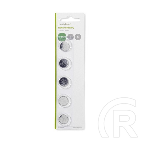 Nedis CR1620 lítium gombelem (3 V, 5 db, átmérő 15,84 mm, ezüst)