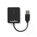 Nedis CRDRU2300BK USB hub (kártyaolvasó: SD, microSD, M2, MS, MMC, RS-MMC, miniSD, 4xUSB-A, USB 2.0, 480 Mbit/s, plug an