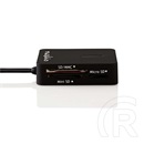 Nedis CRDRU2300BK USB hub (kártyaolvasó: SD, microSD, M2, MS, MMC, RS-MMC, miniSD, 4xUSB-A, USB 2.0, 480 Mbit/s, plug an