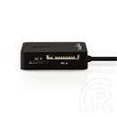 Nedis CRDRU2300BK USB hub (kártyaolvasó: SD, microSD, M2, MS, MMC, RS-MMC, miniSD, 4xUSB-A, USB 2.0, 480 Mbit/s, plug an