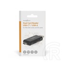 Nedis CRDRU3110BK USB kártyaolvasó (USB 3.2 Gen1, USB-C, microSD/microSDHC/microSDXC/SD/SDHC/SDXC, fekete)