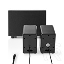 Nedis CSPR10021BK PC hangszóró 2.1 (33 W, 3,5 mm jack, USB tápellátás, fekete)