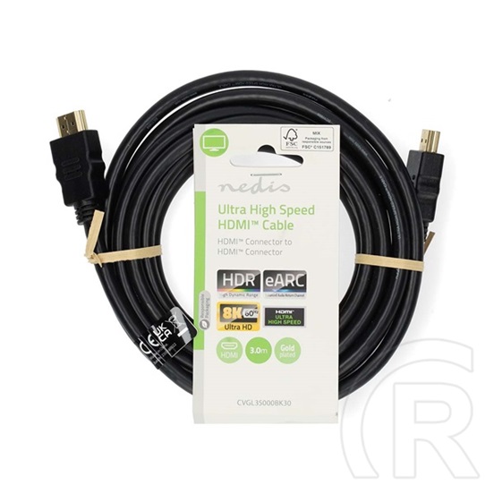 Nedis CVGL35000BK30 ultra HDMI 2.1 kábel (8K@60Hz, 48 Gbps, 3 m, fekete)
