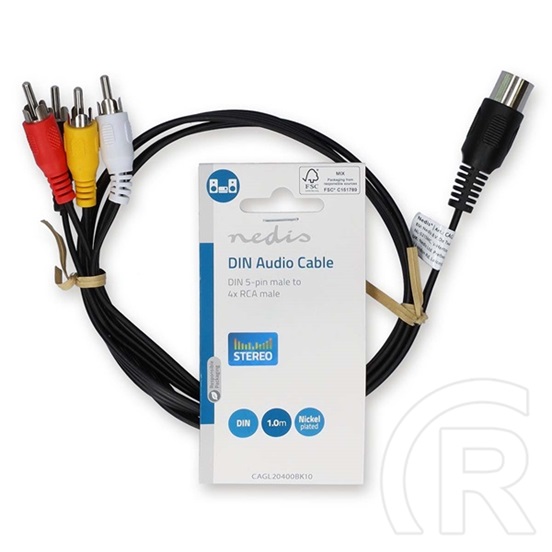 Nedis DIN audio kábel 1 m (DIN 5 tűs dugó / 4x RCA dugó)