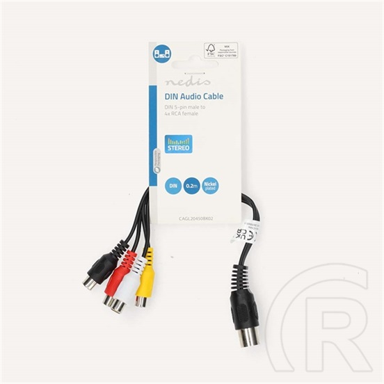 Nedis DIN audio kábel (DIN 5 tűs dugó / 4x RCA aljzat, 0,2 m)