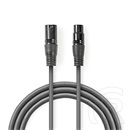 Nedis DMX adapter kábel (XLR 3 tűs dugó / XLR 3 tűs anya, 3 m, kerek, PVC, nikkelezett, sötétszürke)