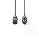 Nedis DMX adapter kábel (XLR 3 tűs dugó / XLR 3 tűs anya, 3 m, kerek, PVC, nikkelezett, sötétszürke)