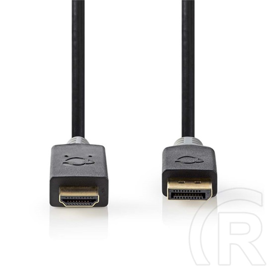 Nedis DisplayPort - HDMI kábel (DisplayPort dugó / HDMI dugó, 2 m, 4K@30Hz, aranyozott, antracit)