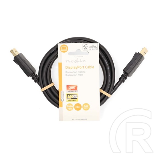 Nedis DisplayPort kábel (DisplayPort dugó / DisplayPort dugó, aranyozott csatlakozók, 2 m, 4K@60Hz, fekete)