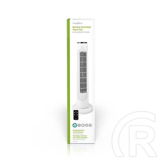 Nedis FNTR13CWT40 oszlopventilátor (50W, 3 fokozat, időkapcsoló, távirányító, fekete-fehér)
