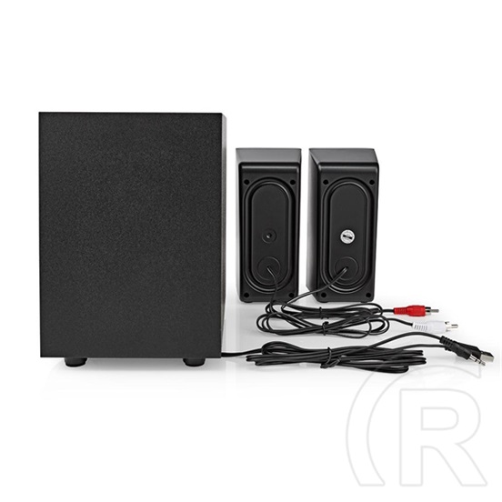 Nedis GSPR10021BK aktív gamer hangszóró 2.1 (USB tápellátás, 3,5 mm jack, 30 W, hangerőszabályozó, fekete)