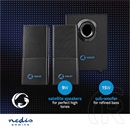 Nedis GSPR10021BK aktív gamer hangszóró 2.1 (USB tápellátás, 3,5 mm jack, 30 W, hangerőszabályozó, fekete)