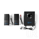 Nedis GSPR10021BK aktív gamer hangszóró 2.1 (USB tápellátás, 3,5 mm jack, 30 W, hangerőszabályozó, fekete)