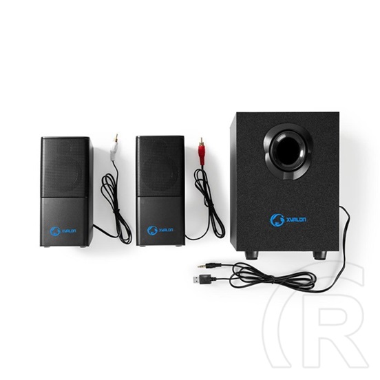 Nedis GSPR10021BK aktív gamer hangszóró 2.1 (USB tápellátás, 3,5 mm jack, 30 W, hangerőszabályozó, fekete)