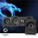 Nedis GSPR21022BK gamer hangszóró készlet (2.2 csatorna, USB tápellátás, 3,5 mm jack, 48 W, LED, hangerőszabályozó)