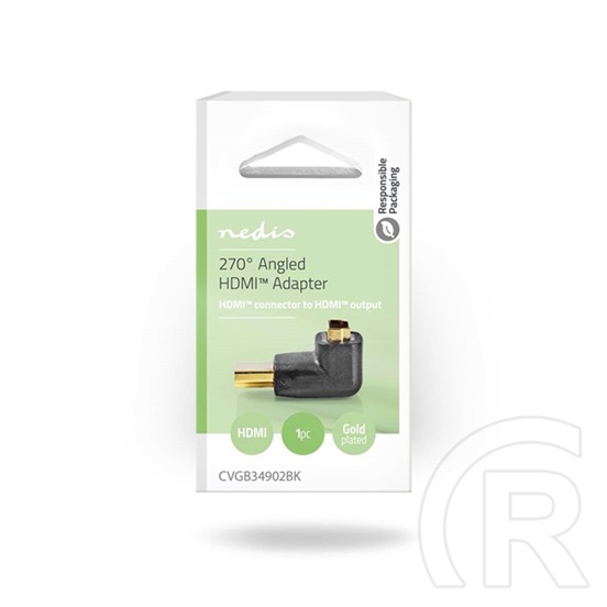 Nedis HDMI átalakító adapter 270° elforgatható (HDMI / HDMI, aranyozott csatlakozó, fekete)