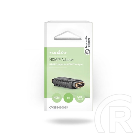 Nedis HDMI toldó (HDMI dugó, aranyozott csatlakozók, egyenes, 4K@30Hz, fekete)