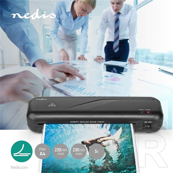 Nedis LAMI112BK4 lamináló gép (A4, max. 125 mikron, 23 cm/perc, fekete)