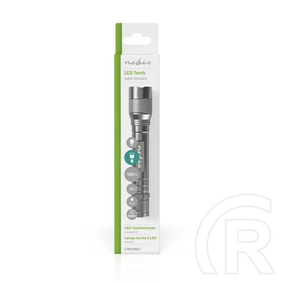 Nedis LTRH3WGY LED elemlámpa (3 W, 150 lm, 2x AA, IPX5, szürke)