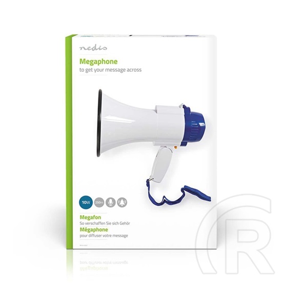 Nedis MEPH150WT megafon (250 m hatótáv, 10 W, 115 dB, 240 s felvétel, beépített mikrofon, beépített sziréna, 4x LR20 ele