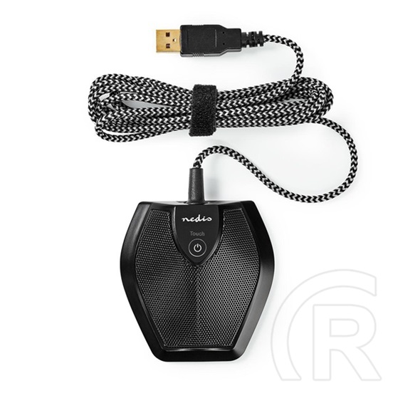 Nedis MICCU100BK asztali konferencia mikrofon (USB, 360°-os hangfelvétel, érintéses némítás, szűrőszivacs)
