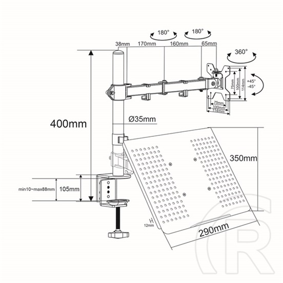 Nedis MMSISNB110BK asztali monitor tartó és laptop állvány (15-32", VESA 75x75/100x100, max. 8 kg, fekete)