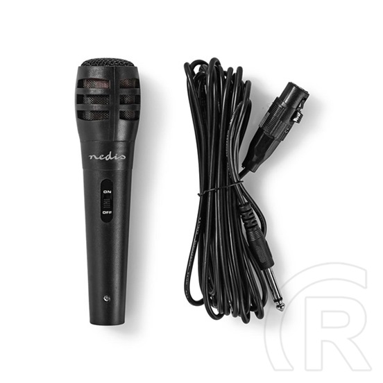 Nedis MPWD15BK dinamikus mikrofon (levehető kábel 5 m, XLR 3-tűs csatlakozó, 600 ?, 80 Hz–12 kHz, integrált kapcsoló, ut