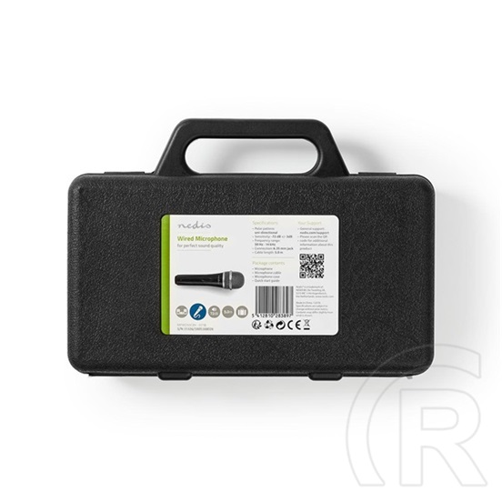 Nedis MPWD50CBK dinamikus mikrofon (5 m kábel, 80 Hz - 12 kHz, 600 Ohm, kapcsoló, fekete-szürke)